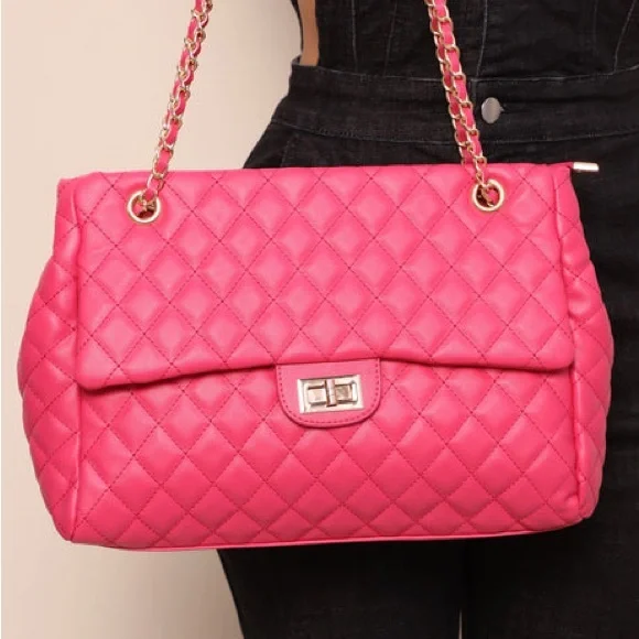Pink Quilted Women's Bag - Picture 7 of 7